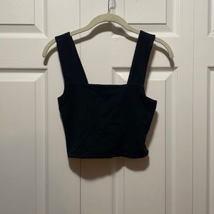 Black Square Neck, Thick Strap Crop Tank